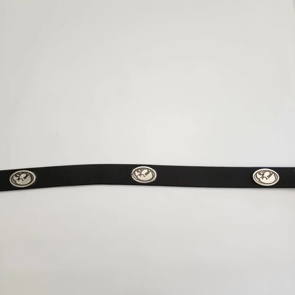 Iowa‎ Hawkeyes Black Leather Belt with metal ornaments around belt Size 34